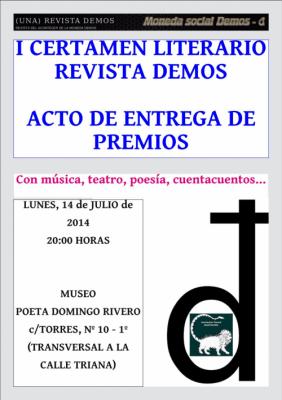 Acto de entrega de premios del I Certamen Literario Revista Demos