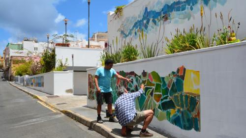 Comida Popular inauración murales Plaza del Pueblo, La isleta